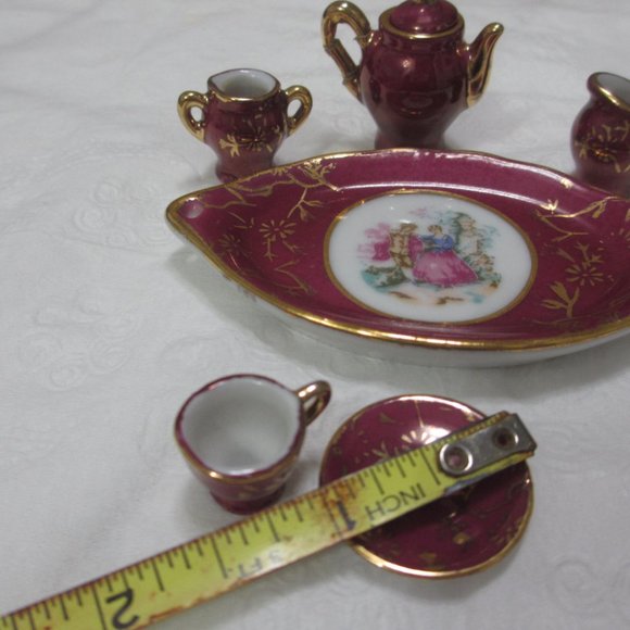 Small ceramic doll's tea coffee set 7 pc. Vintage - Picture 11 of 13